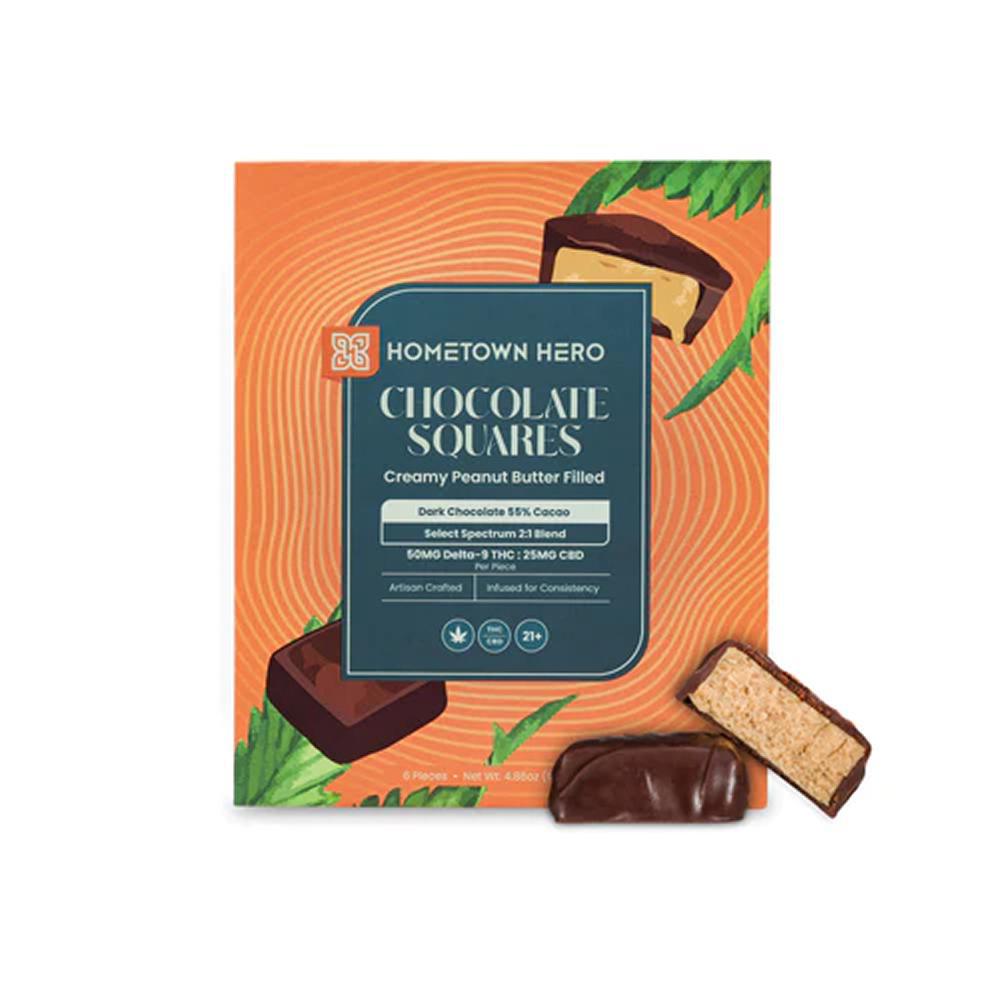 Hometown Hero Dark Chocolate Peanut Butter Squares - Ethereal Gold Dispensary
