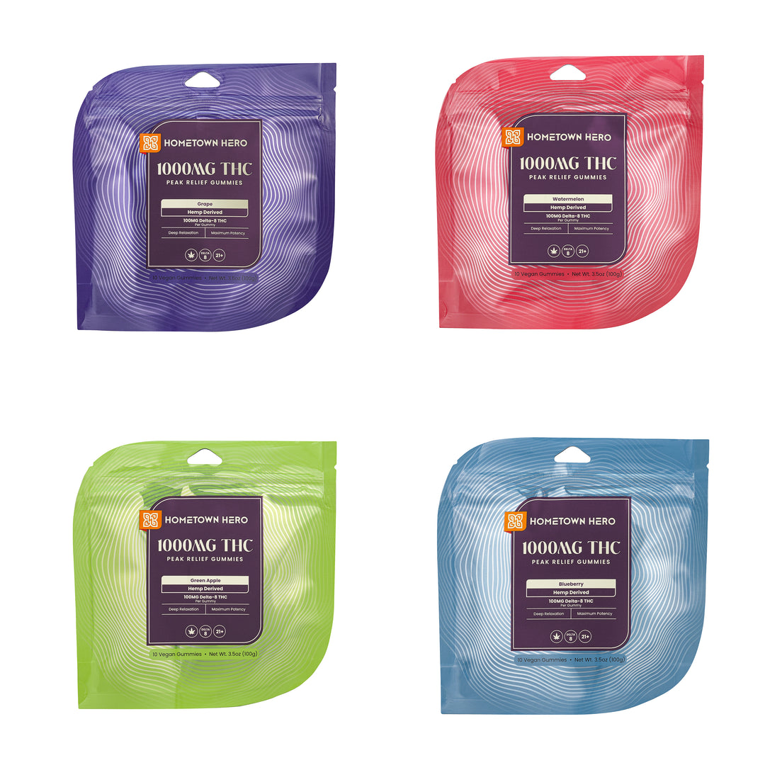 Hometown Hero Peak Relief Delta-8 Gummies - Ethereal Gold Dispensary