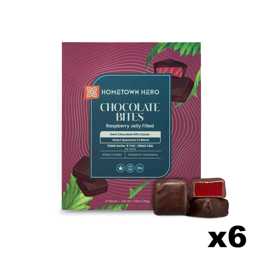 LIMITED EDITION: Hometown Hero Raspberry Jelly THC Dark Chocolate Bites - Ethereal Gold Dispensary