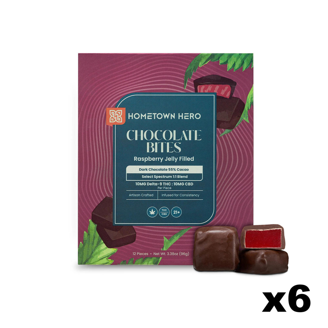 LIMITED EDITION: Hometown Hero Raspberry Jelly THC Dark Chocolate Bites - Ethereal Gold Dispensary