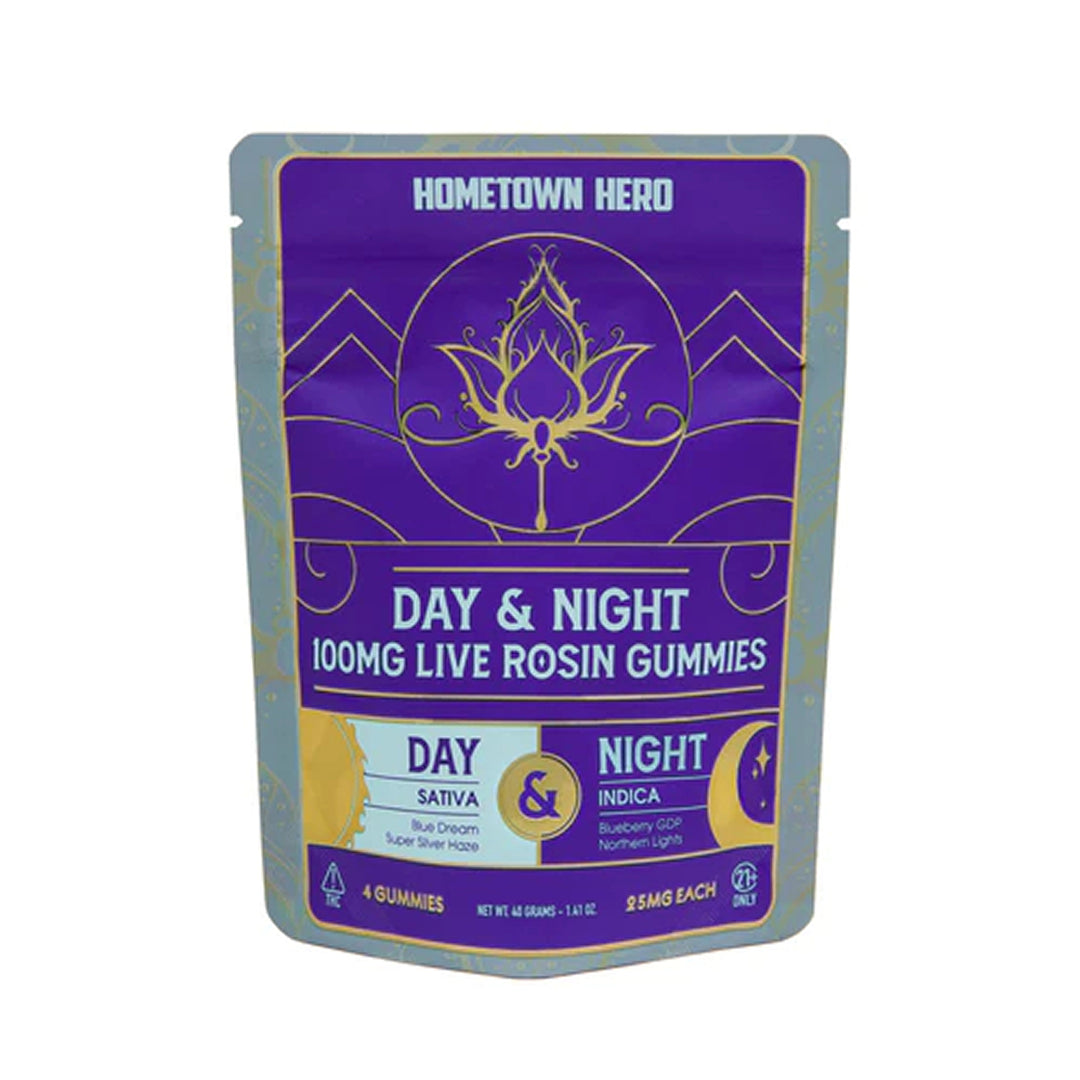 Hometown Hero Day & Night Delta-9 Live Rosin Gummy Sample Pack - Ethereal Gold Dispensary